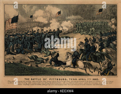 La bataille de Pittsburg, au Tennessee, le 7 avril 1862. Banque D'Images