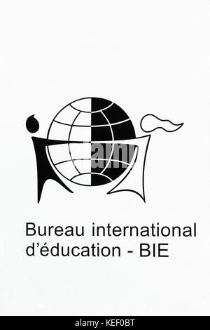 Genève, Suisse - 1 octobre 2017 : Bureau international d'éducation logo sur un mur Banque D'Images