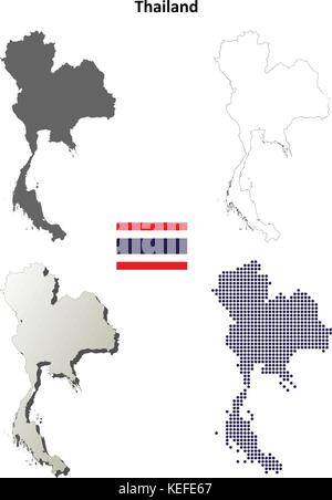 Thaïlande Aperçu détaillé de l'ensemble de cartes vierges Illustration de Vecteur