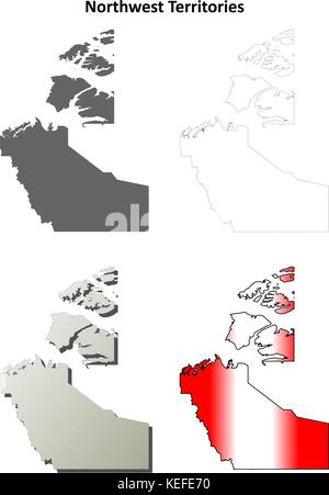 Territoires du Nord-Ouest carte muette set Illustration de Vecteur