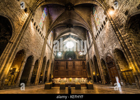 Intérieur de la cathédrale de Gérone en Catalogne, Espagne, Europe. Banque D'Images