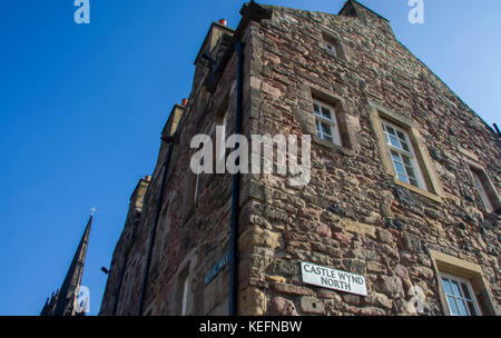 À l'angle de Royal Mile avec Castle Wynd North, Ediburgh, Écosse Banque D'Images