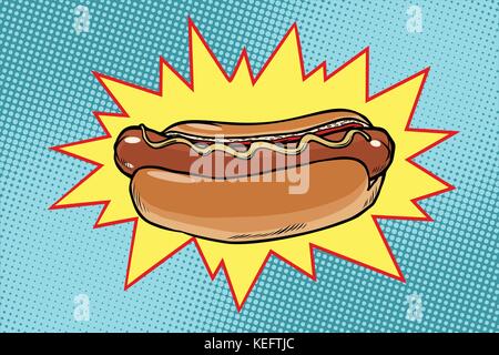 Hot dog pop art restauration rapide Illustration de Vecteur