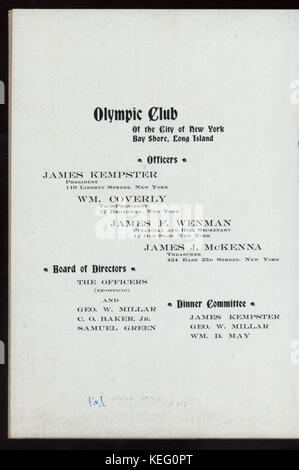 Deuxième dîner annuel (détenu par) OLYMPIC CLUB DE NEW YORK (à) LA COUR ROMAINE SHANLEY, NEW YORK, NY (reste) ; (NYPL Hadès 2752094000011790) Banque D'Images