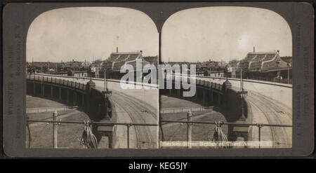 Harlem River Bridge à la Troisième Avenue, N.Y, à partir de Robert N. Dennis collection de vues stéréoscopiques Banque D'Images