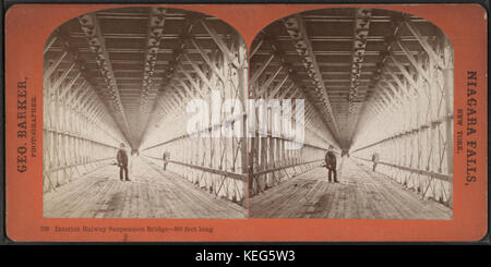 Raiway intérieur (ferroviaire), le pont suspendu de 800 pieds de long, par Barker, George, 1844, 1894 Banque D'Images