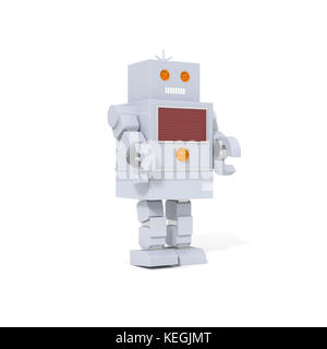 Robot jouet, isolé sur fond blanc. Banque D'Images