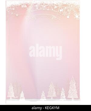 Format A3 menu vertical cafe classic rose pastel avec fond de noël hiver flocon de neige et boule de noël border Illustration de Vecteur