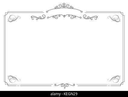 Format A4 - menu horizontal cafe élégant rétro ornement bordure noire et fond blanc Illustration de Vecteur