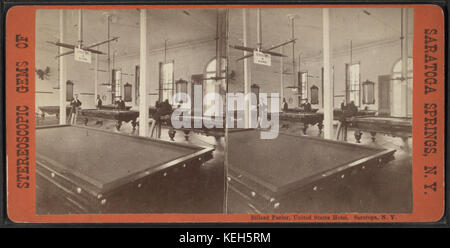 Salon de billard, United States Hôtel. Saratoga, N.Y, à partir de Robert N. Dennis collection de vues stéréoscopiques Banque D'Images