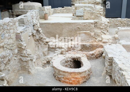 Thermes romains en montre au Musée archéologique, l'Almoina Valencia, Espagne Banque D'Images