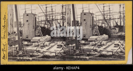 Recherche le long des quais, de Fulton, Marché flottant montrant des élévateurs à grains, par E. & H.T. Anthony (Entreprise) Banque D'Images