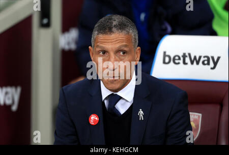 Lors du match de la Premier League au stade de Londres. APPUYEZ SUR ASSOCIATION photo. Date de la photo: Vendredi 20 octobre 2017. Voir PA Story FOOTBALL West Ham. Le crédit photo devrait se lire comme suit : Adam Davy/PA Wire. RESTRICTIONS : aucune utilisation avec des fichiers audio, vidéo, données, listes de présentoirs, logos de clubs/ligue ou services « en direct » non autorisés. Utilisation en ligne limitée à 75 images, pas d'émulation vidéo. Aucune utilisation dans les Paris, les jeux ou les publications de club/ligue/joueur unique. Banque D'Images