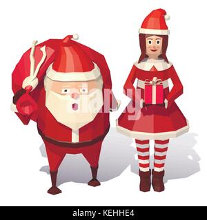 Fille de noël et père noël Illustration de Vecteur