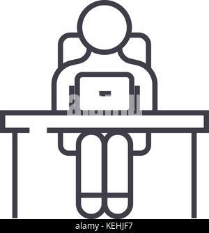 Consulting,réception, l'icône de la ligne du vecteur de travail, signer, illustration sur arrière-plan, coups modifiable Illustration de Vecteur
