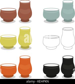 Paire tasse thé arôme séries de différents types cly Illustration de Vecteur
