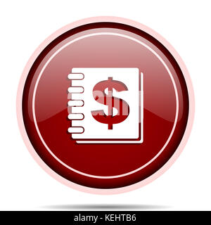 Argent brillant rouge icône web ronde. Isolated bouton internet pour webdesign et applications smartphone. Banque D'Images