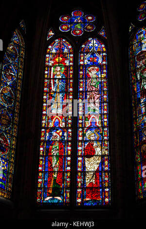 Vitrail de cathédrale de santa maria de Leon dans Leon, Castille et Leon, Espagne Banque D'Images