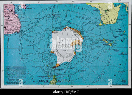 Mcnally carte antique 1911 - pôle sud - antarctique Banque D'Images