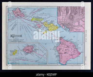 1911 mcnally map - îles Hawaii - oahu honolulu maui Banque D'Images