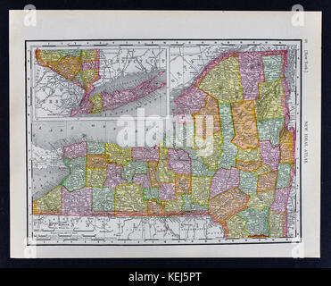 1911 McNally Map - État de New York et ville de New York long Island Banque D'Images