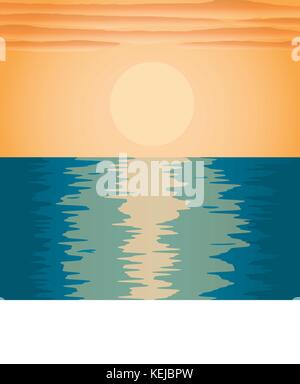 Coucher du soleil sur la mer de nuages Illustration de Vecteur