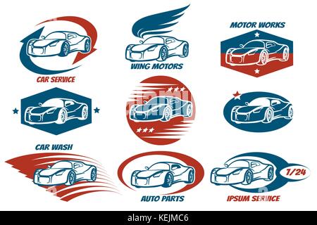 Magasin de voitures et de services de l'automobile ou de l'emblème de l'atelier. des éléments de design pour votre entreprise. vector illustration. Illustration de Vecteur