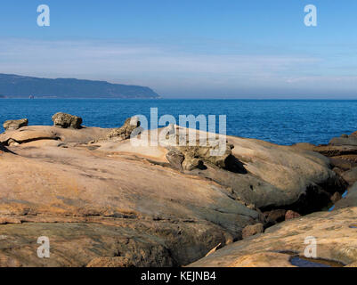 Formation rocheuse unique à Yehliu Geopark, Wanli, Taïwan Banque D'Images