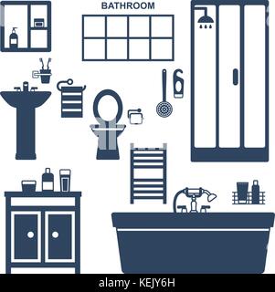 Éléments de bain silhouette vecteur d'icônes. Illustration de Vecteur