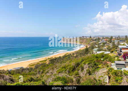 Avis de Bungan Beach à Newport, l'une des plages du nord de Sydney, Nouvelle Galles du Sud, Australie Banque D'Images