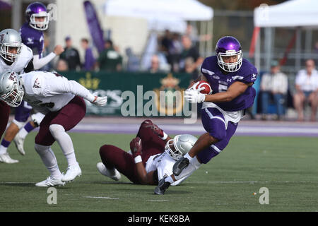 À London, au Canada. 21 Oct, 2017. 21e octobre 2017, London, Ontario, Canada les Mustangs de l'ouest d'améliorer leur dossier à 8-0 avec une grande victoire de 63-10 des Gee-Gees d'Ottawa. Présence dans certains des grands anciens de l'Ouest a pris le champ et ont été introduites avant le match, les fans cheer tous les 7 de la Mustang touchés dans le souffler. Prochain match des westerns est à l'Ontario University Athletics Semi le Nov 4 2017. Crédit : Luc Durda/Alamy Live News Banque D'Images