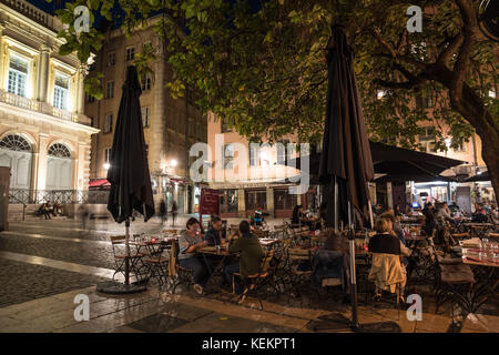 Lyon, Place du change, restaurant Bouchon Lyonnais Chez Louise Banque D'Images