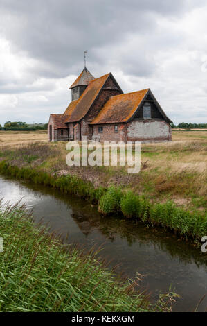 Église Fairfield de saint Thomas à Becket sur Romney Marsh. Banque D'Images