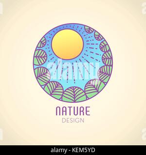 Forêt sun logo Illustration de Vecteur