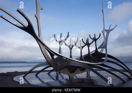 Reykjavik, Islande - 27 août 2017 : sun voyager monument, monument de Reykjavik Banque D'Images