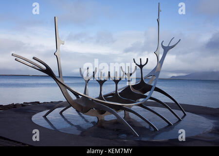 Reykjavik, Islande - 27 août 2017 : sun voyager monument, monument de Reykjavik Banque D'Images