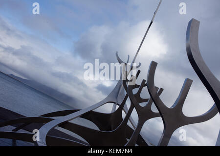 Reykjavik, Islande - 27 août 2017 : sun voyager monument, monument de Reykjavik Banque D'Images