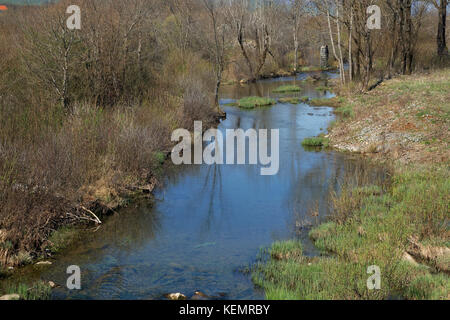 La rivière Suvaja intermittente, à Lika et à Velebit, au début du printemps Banque D'Images