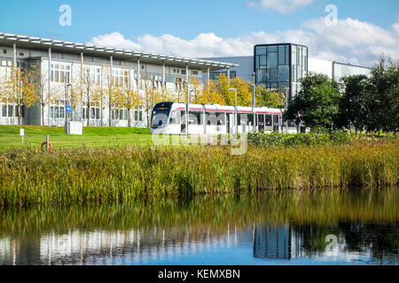 Tramway d'Édimbourg Édimbourg Park Central. L'Écosse, Royaume-Uni Banque D'Images