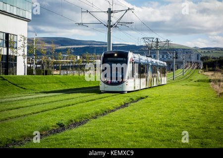 Tramway d'Édimbourg Édimbourg Park Central. L'Écosse, Royaume-Uni Banque D'Images