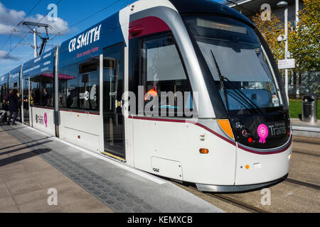 Tramway d'Édimbourg Édimbourg Park Central. L'Écosse, Royaume-Uni Banque D'Images