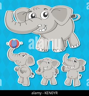 Illustration des différents types de pose d'elephant Illustration de Vecteur