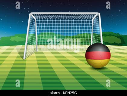 Illustration d'un ballon de soccer près du filet avec le pavillon de l'Allemagne Illustration de Vecteur