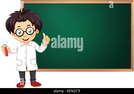 Illustration d'un scientifique devant une salle de classe Illustration de Vecteur