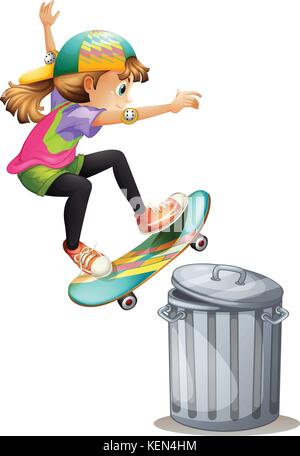 Skate sur une poubelle Illustration de Vecteur