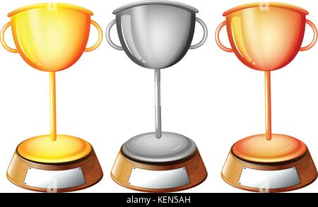 Illustration des trois trophées sur fond blanc Illustration de Vecteur