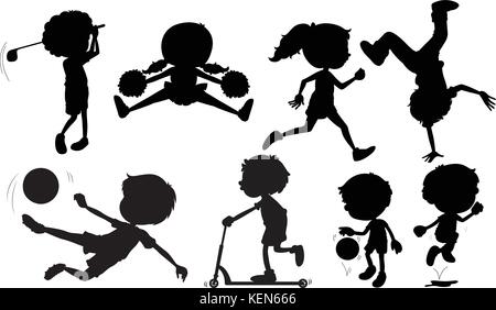 Illustration de nombreux sports silhouette Illustration de Vecteur