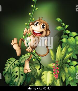 Illustration de singe accroché sur une vigne Illustration de Vecteur