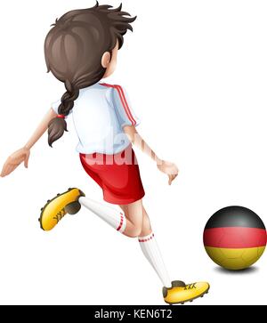 Illustration d'un jeune joueur de football à l'aide de la balle de l'Allemagne sur un fond blanc Illustration de Vecteur