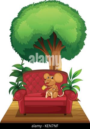 Illustration d'une présidence sous l'arbre avec une souris sur un fond blanc Illustration de Vecteur
